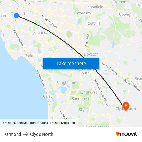 Ormond to Clyde North map