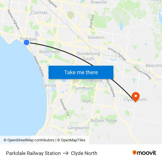 Parkdale Railway Station to Clyde North map