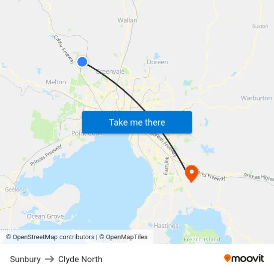 Sunbury to Clyde North map