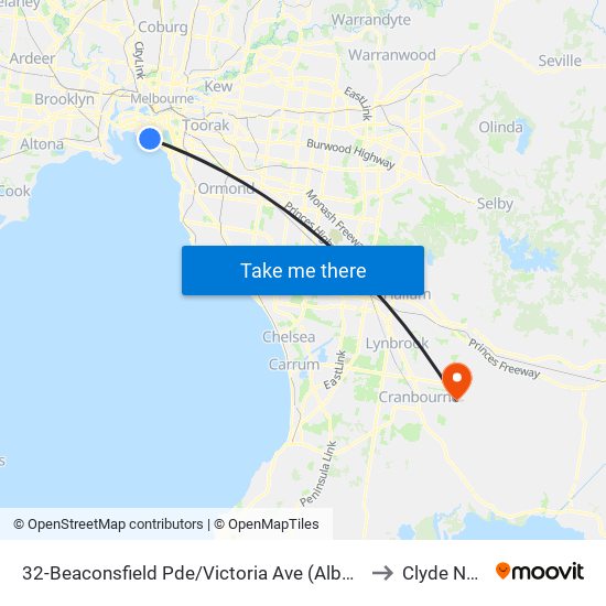 32-Beaconsfield Pde/Victoria Ave (Albert Park) to Clyde North map