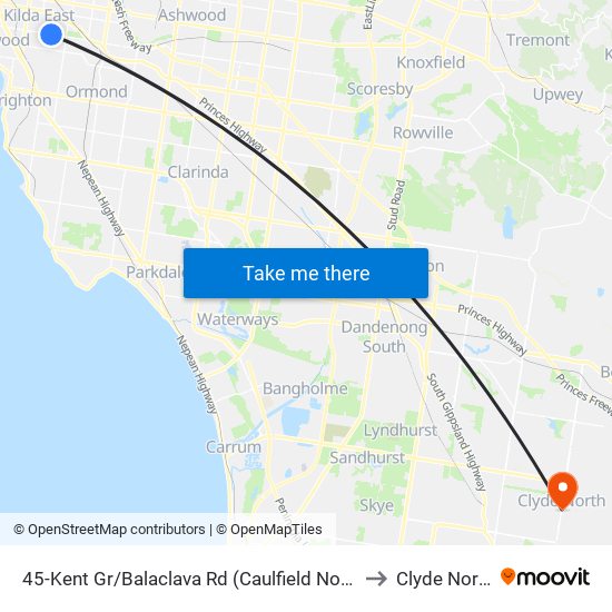45-Kent Gr/Balaclava Rd (Caulfield North) to Clyde North map
