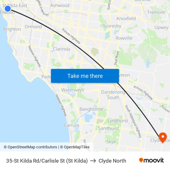 35-St Kilda Rd/Carlisle St (St Kilda) to Clyde North map