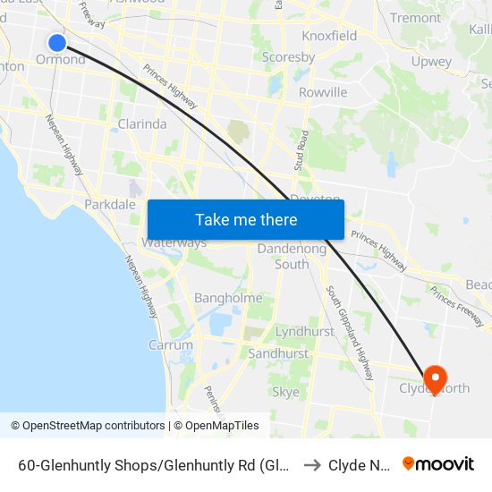 60-Glenhuntly Shops/Glenhuntly Rd (Glen Huntly) to Clyde North map