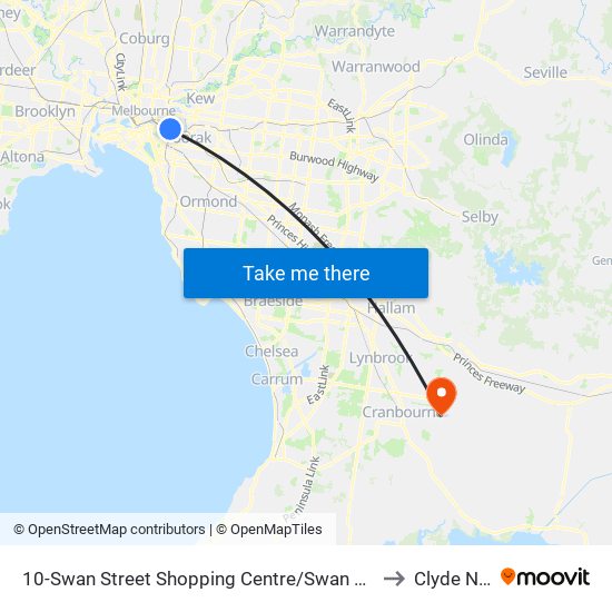 10-Swan Street Shopping Centre/Swan St (Richmond) to Clyde North map