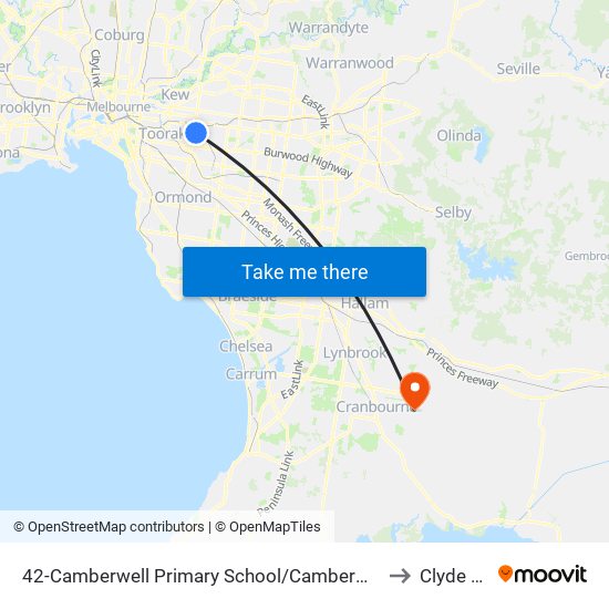 42-Camberwell Primary School/Camberwell Rd (Camberwell) to Clyde North map