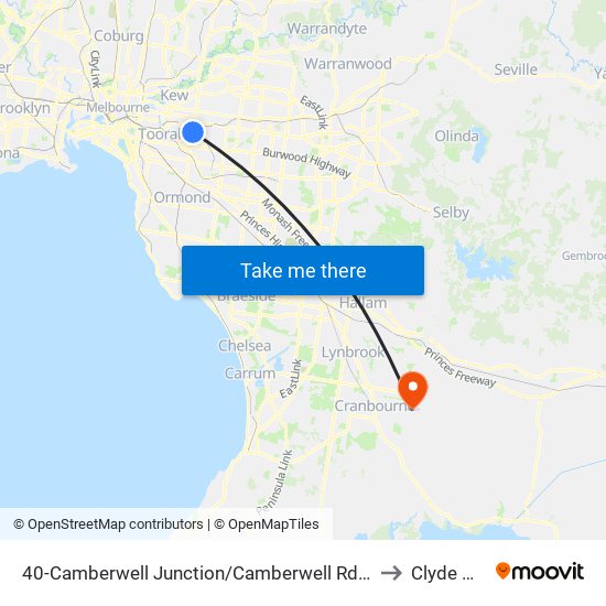 40-Camberwell Junction/Camberwell Rd (Camberwell) to Clyde North map