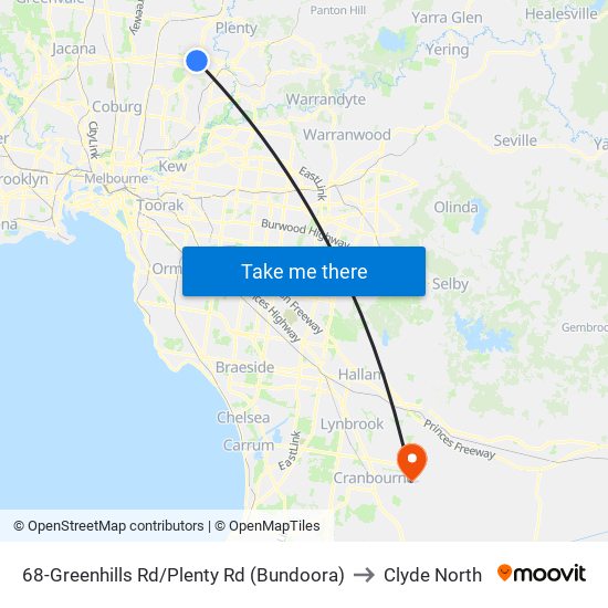 68-Greenhills Rd/Plenty Rd (Bundoora) to Clyde North map