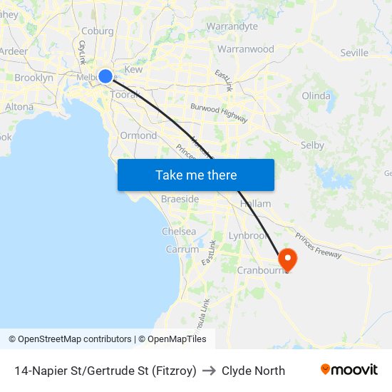 14-Napier St/Gertrude St (Fitzroy) to Clyde North map