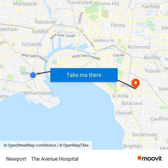 Newport to The Avenue Hospital map