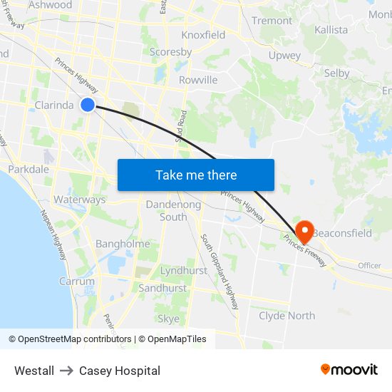 Westall to Casey Hospital map