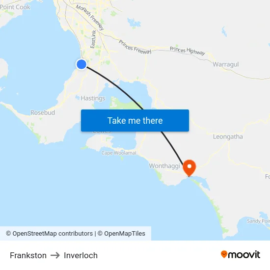 Frankston to Inverloch map