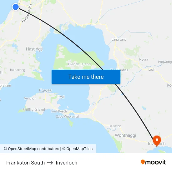 Frankston South to Inverloch map