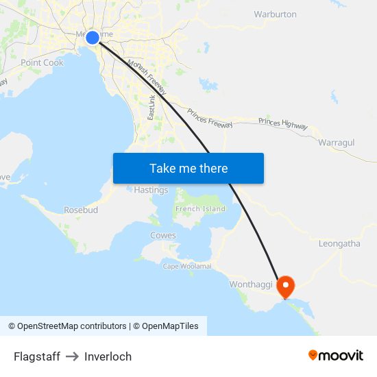 Flagstaff to Inverloch map