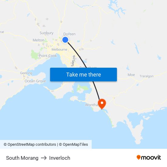 South Morang to Inverloch map