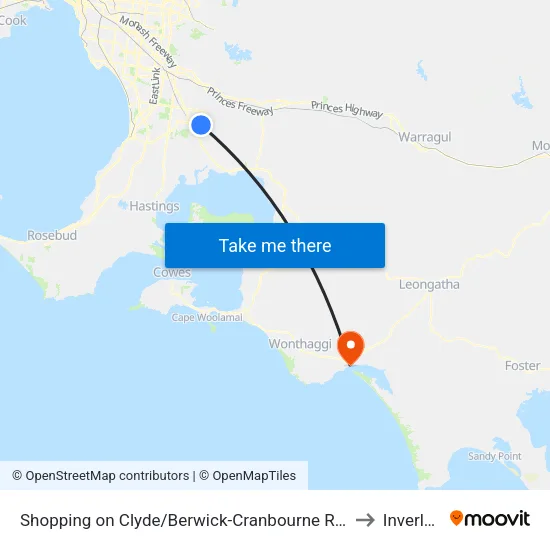Shopping on Clyde/Berwick-Cranbourne Rd to Inverloch map