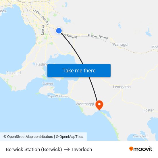 Berwick Station (Berwick) to Inverloch map