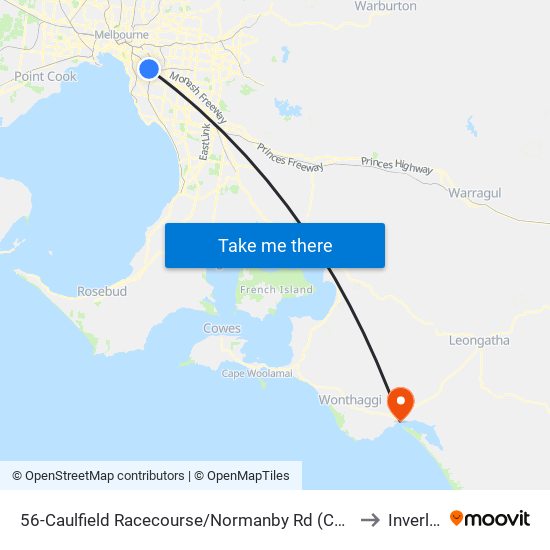 56-Caulfield Racecourse/Normanby Rd (Caulfield North) to Inverloch map