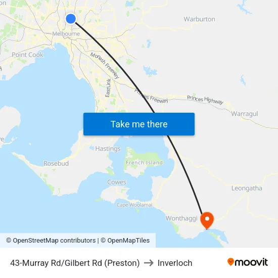 Murray Rd/Gilbert Rd #43 to Inverloch map