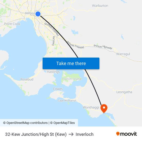 32-Kew Junction/High St (Kew) to Inverloch map