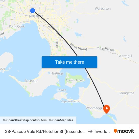 38-Pascoe Vale Rd/Fletcher St (Essendon) to Inverloch map