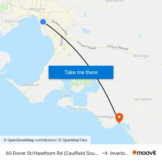 Dover St/Hawthorn Rd #60 to Inverloch map