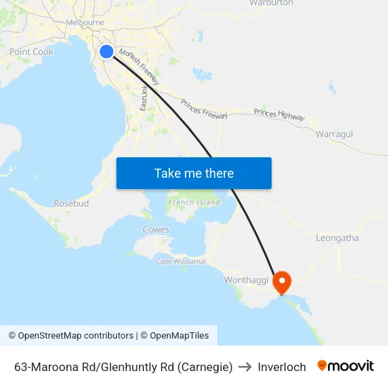 Maroona Rd/Glenhuntly Rd #63 to Inverloch map