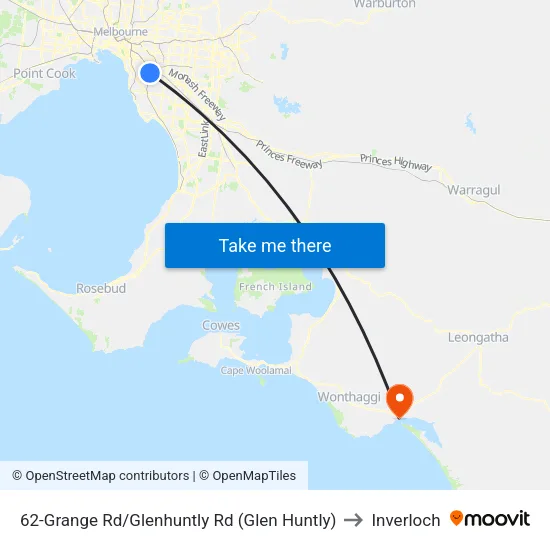 Grange Rd/Glenhuntly Rd #62 to Inverloch map