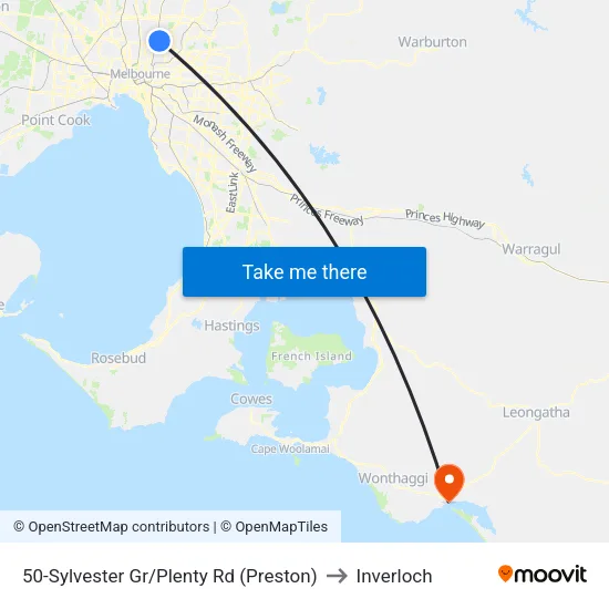 Sylvester Gr/Plenty Rd #50 to Inverloch map