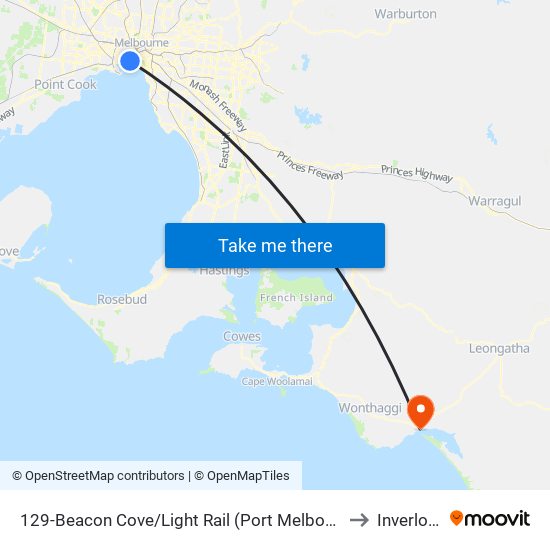 129-Beacon Cove/Light Rail (Port Melbourne) to Inverloch map