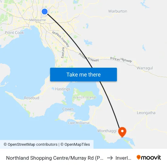 Northland Shopping Centre/Murray Rd to Inverloch map
