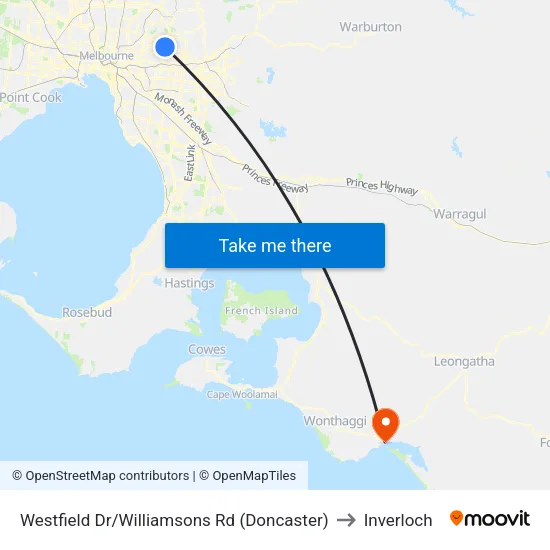 Westfield Dr/Williamsons Rd to Inverloch map