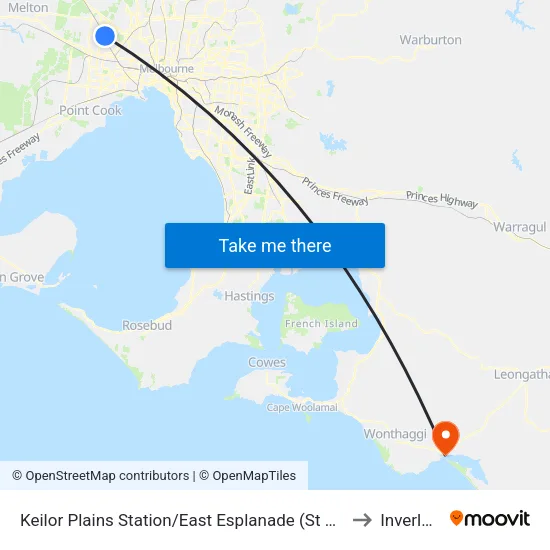 Keilor Plains Station/East Esplanade to Inverloch map