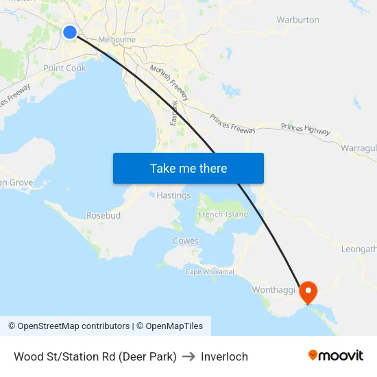 Wood St/Station Rd to Inverloch map
