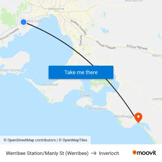 Werribee Station/Manly St to Inverloch map