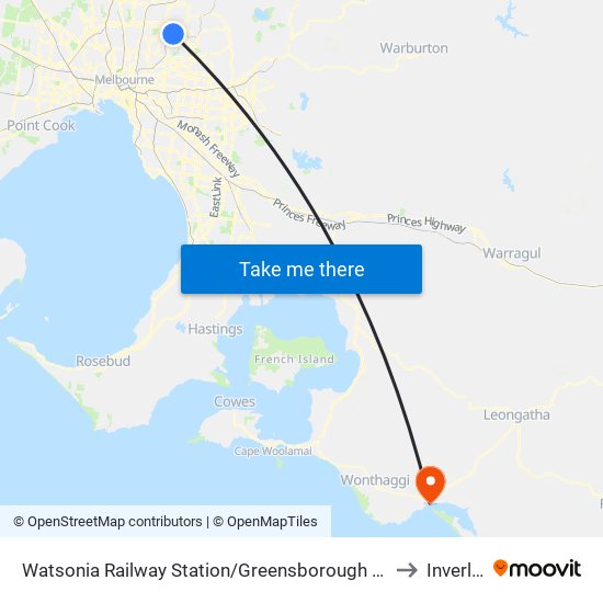 Watsonia Railway Station/Greensborough Hwy (Watsonia) to Inverloch map