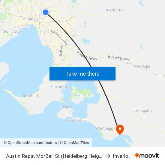 Austin Repat Mc/Bell St to Inverloch map