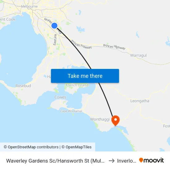 Waverley Gardens Sc/Hansworth St to Inverloch map