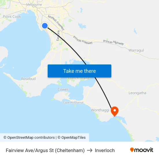 Fairview Ave/Argus St to Inverloch map