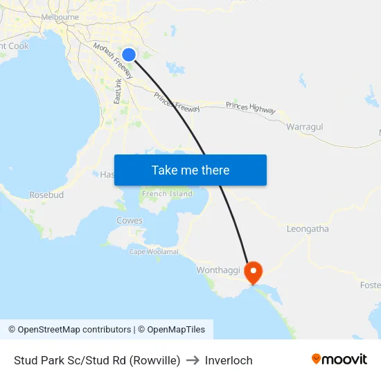 Stud Park Sc/Stud Rd to Inverloch map