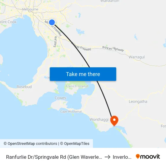 Ranfurlie Dr/Springvale Rd to Inverloch map