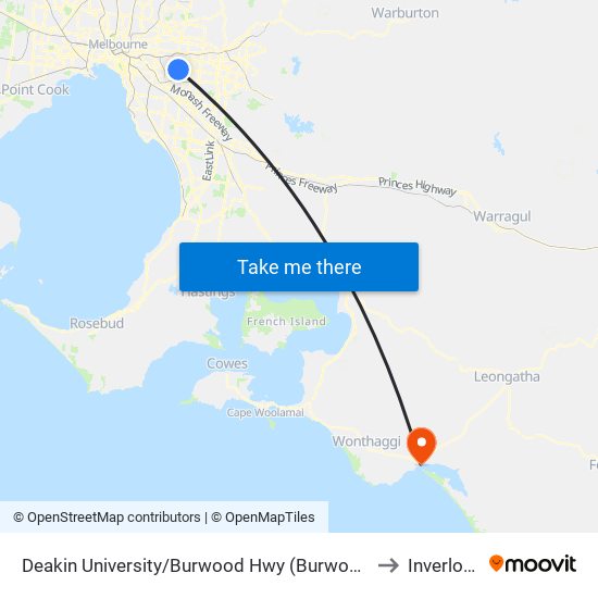 Deakin University/Burwood Hwy (Burwood) to Inverloch map