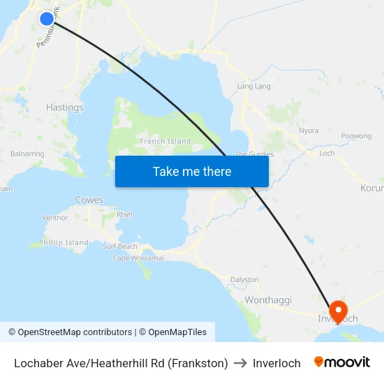 Lochaber Ave/Heatherhill Rd to Inverloch map