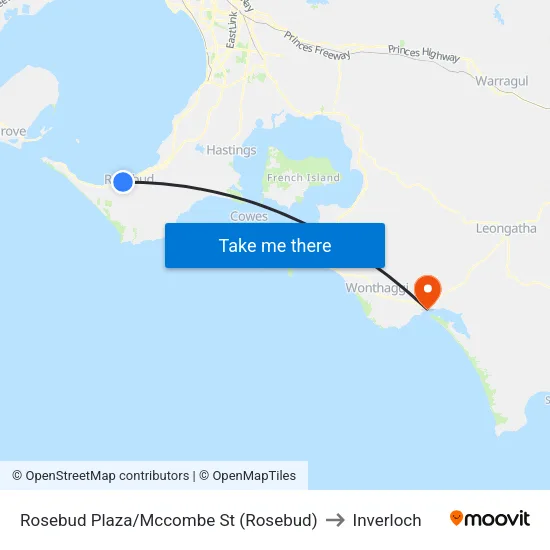 Rosebud Plaza/Mccombe St to Inverloch map