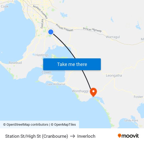 Station St/High St (Cranbourne) to Inverloch map