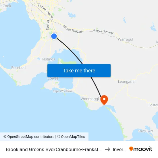 Brookland Greens Bvd/Cranbourne-Frankston Rd to Inverloch map