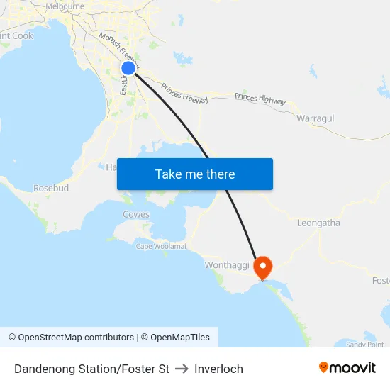 Dandenong Station/Foster St to Inverloch map