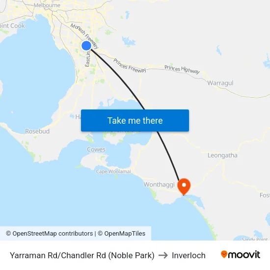 Yarraman Rd/Chandler Rd to Inverloch map