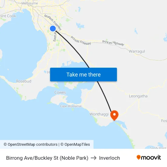 Birrong Ave/Buckley St to Inverloch map