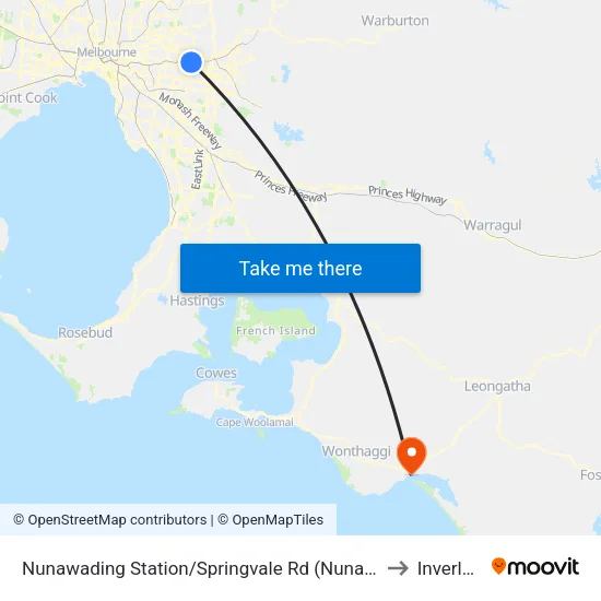 Nunawading Station/Springvale Rd to Inverloch map