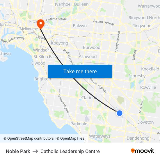 Noble Park to Catholic Leadership Centre map